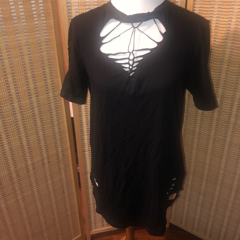 H&M Bodycon Basic Tee-Shirt Dress Women's S Lattice Front Dress